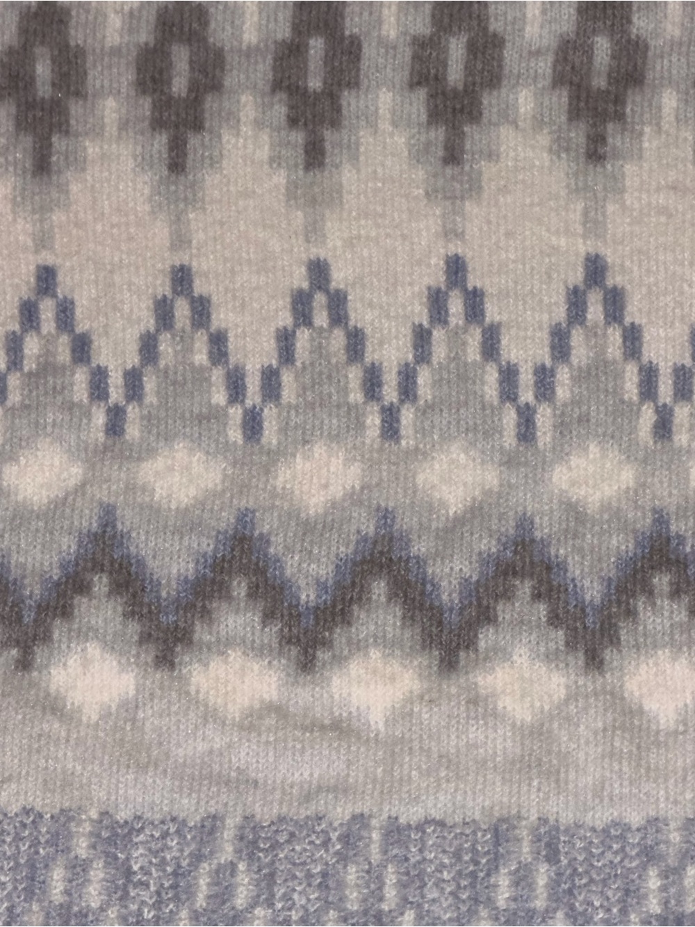 FRYE Fair Isle Nordic Crewneck Sweater Blue Gray White NWT Size S - Picture 9 of 10